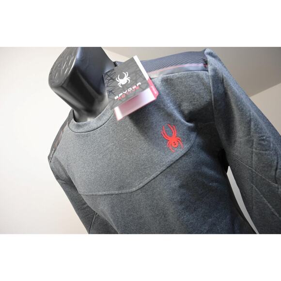 Spyder Proweb Fleece Fitted Sweat Shirt Gray Performance Mens Sz Large NWT $78 - Picture 1 of 12